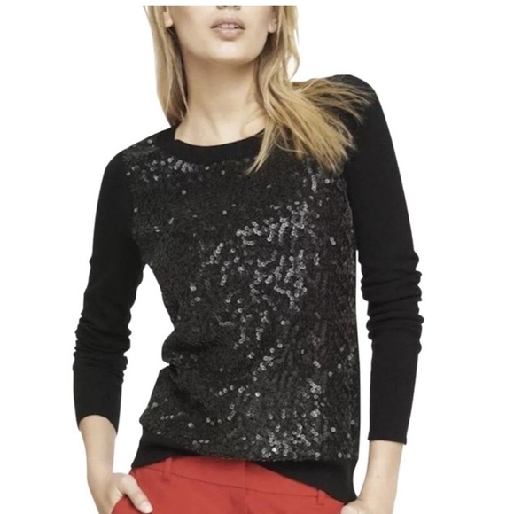 Express Black Sequin Pullover Sweater Top XS - Picture 2 of 3